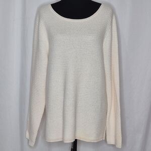 J. Crew Factory Chevron-Stitch Boatneck Sweater in Pink Ivory - Size XL